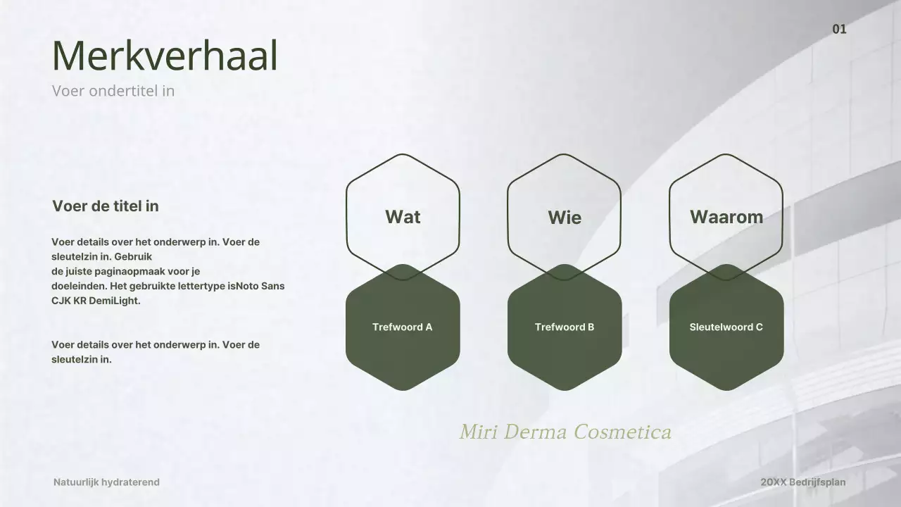 Businessplan voor een donkergroen dermacosmeticaconcept