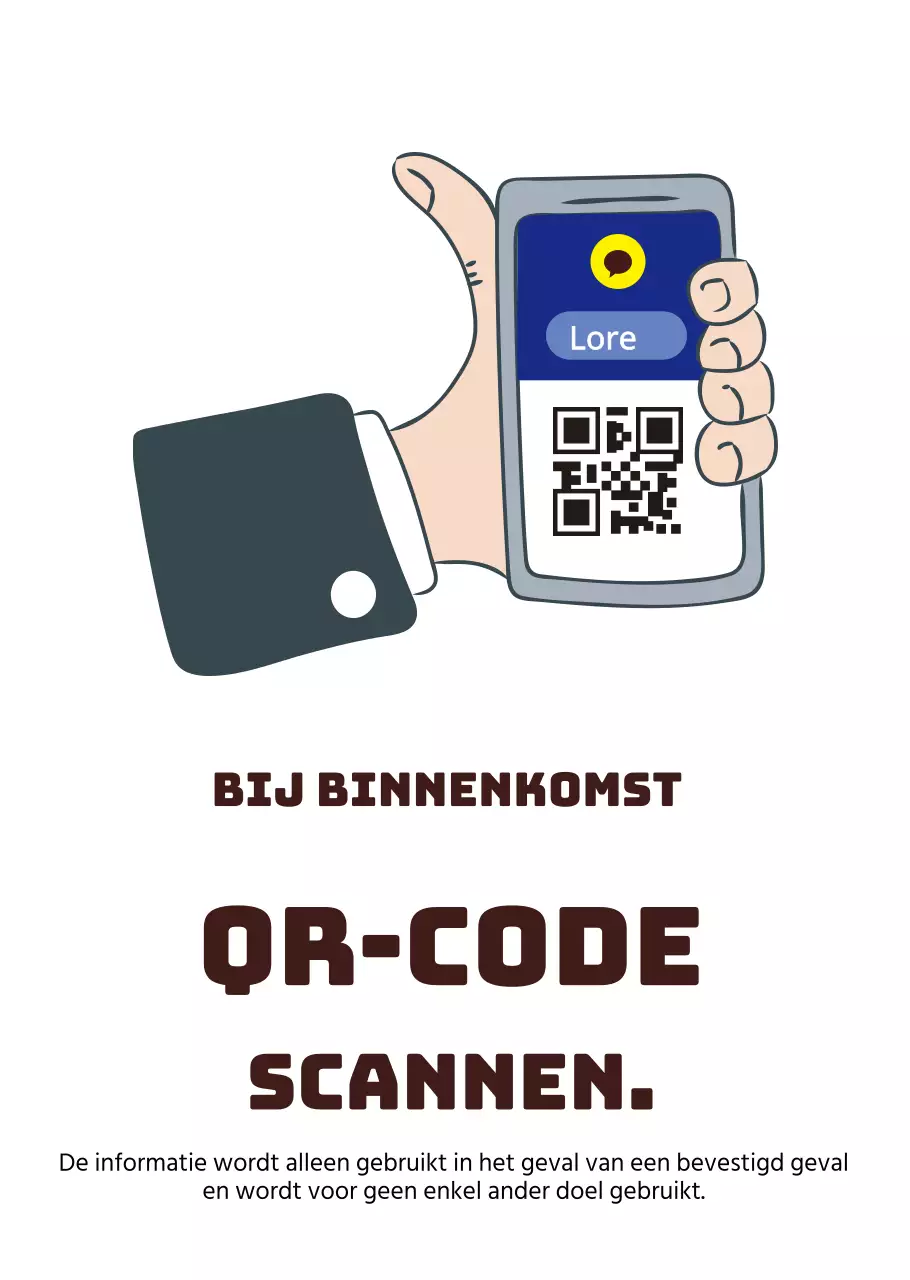 Hand Illustratie QR Code Corona Lijst Transparant Poster