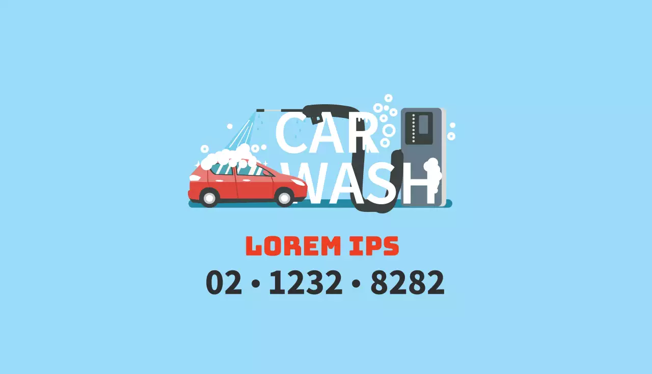 Blauwe illustratie nette wasstraat coupon