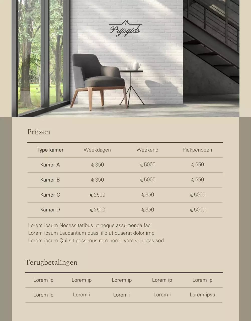 Hoe boek je een bruin en beige emotioneel pensioen met foto's?