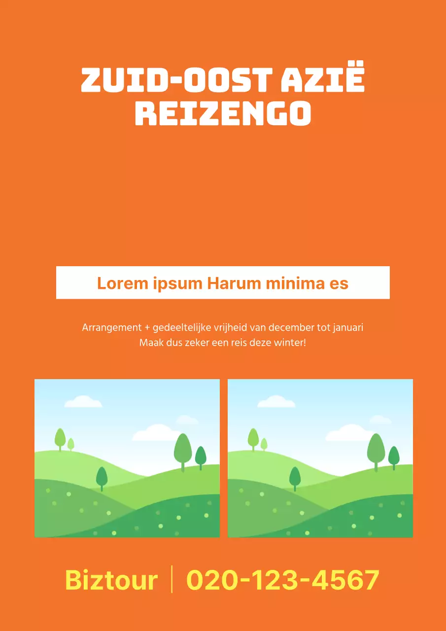 Eenvoudige pakketpromotie voor reisorganisaties met een oranje foto