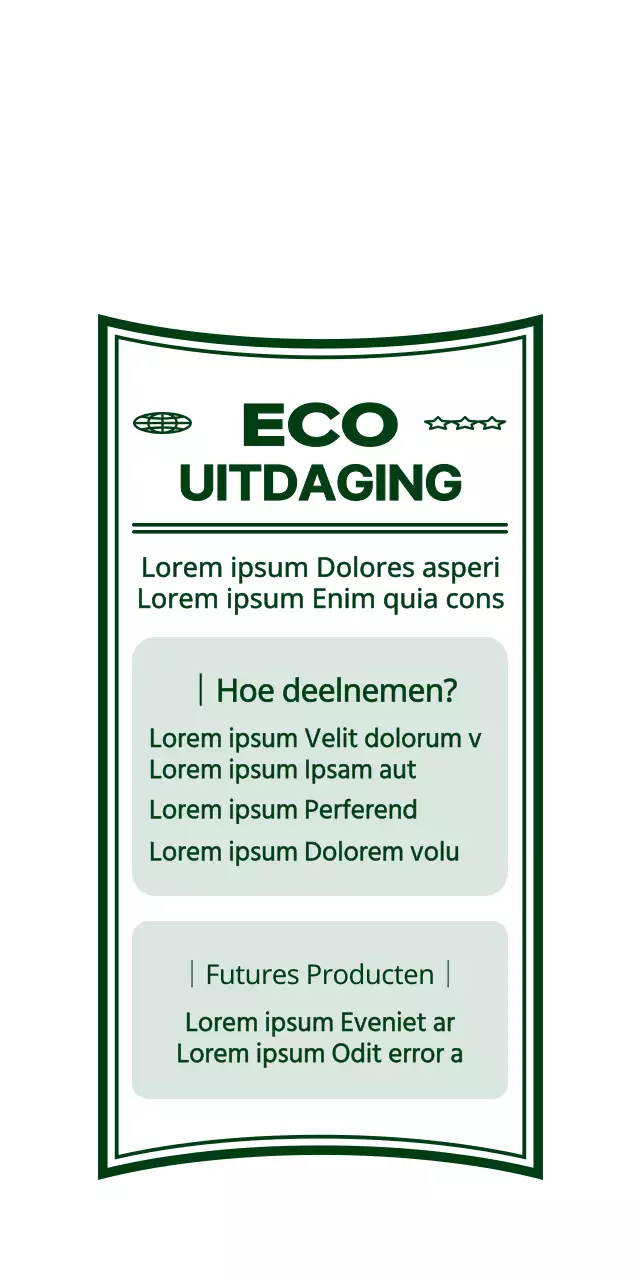 Schattige en hippe karakterillustratiestijl met een frisse groene kleur Eco Challenge evenementinformatie