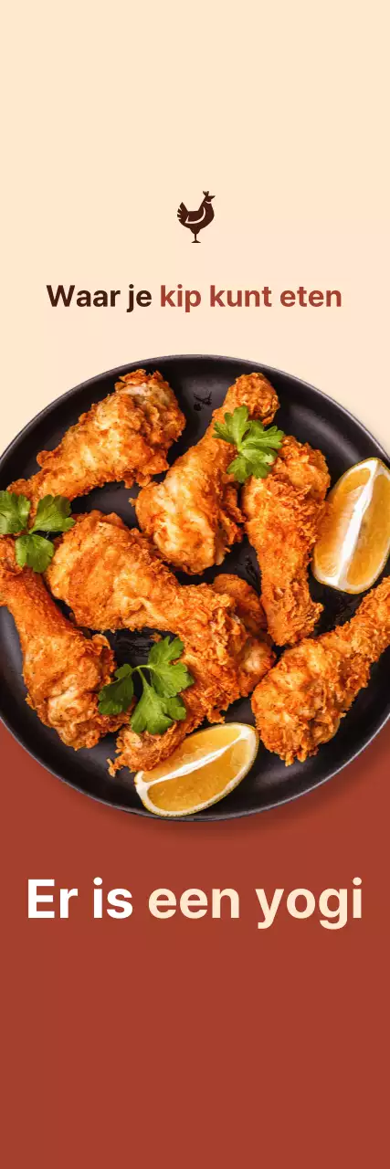 Kip promotie klein op bruine, ivoren achtergrond