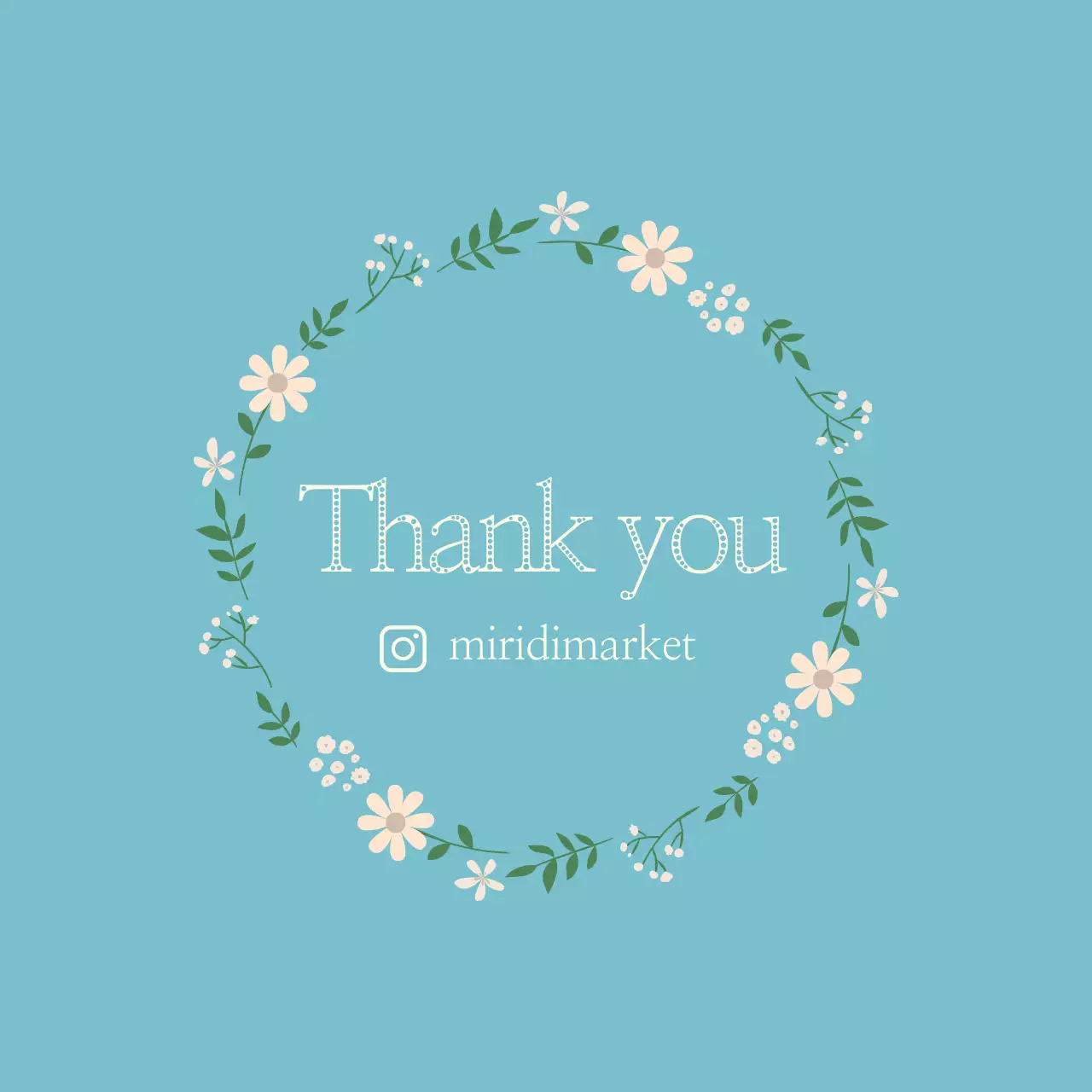 青色のイラストで感性的なカフェの感謝の気持ちをアピール