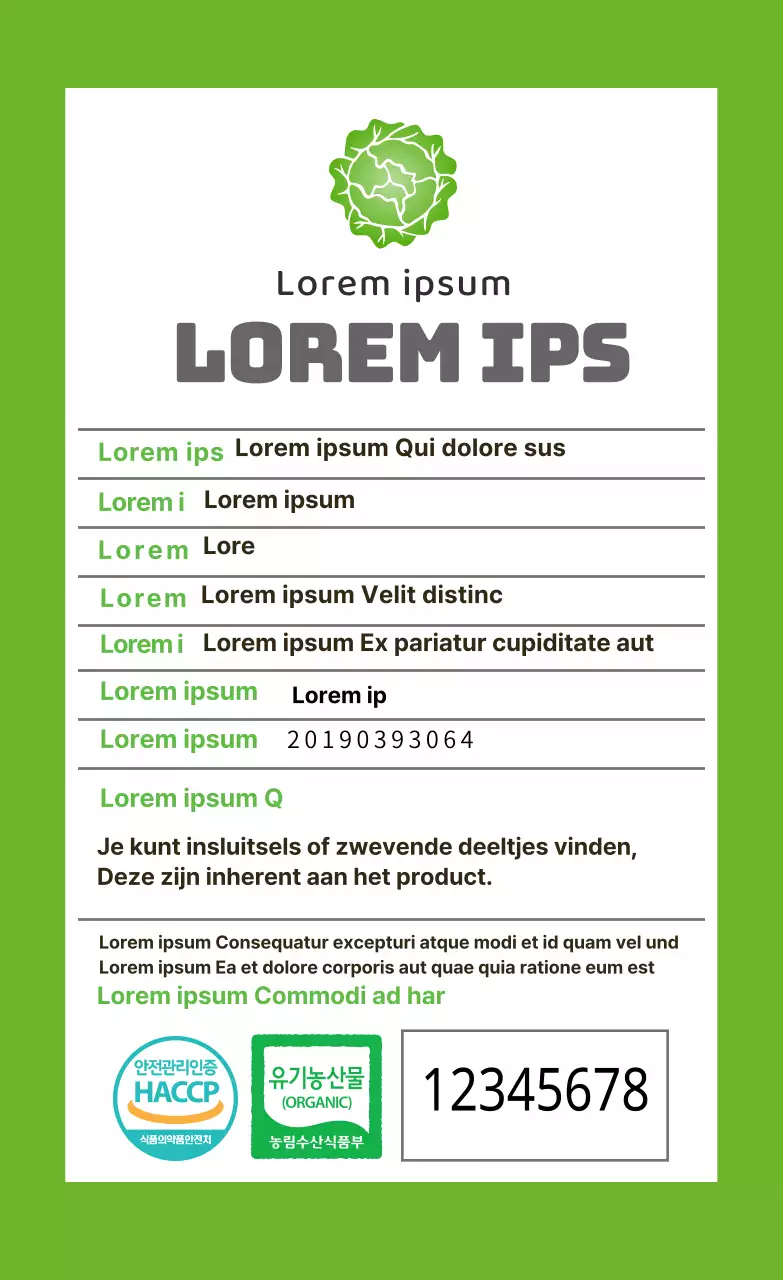 groen pictogram eenvoudige etikettering van voedselproducten