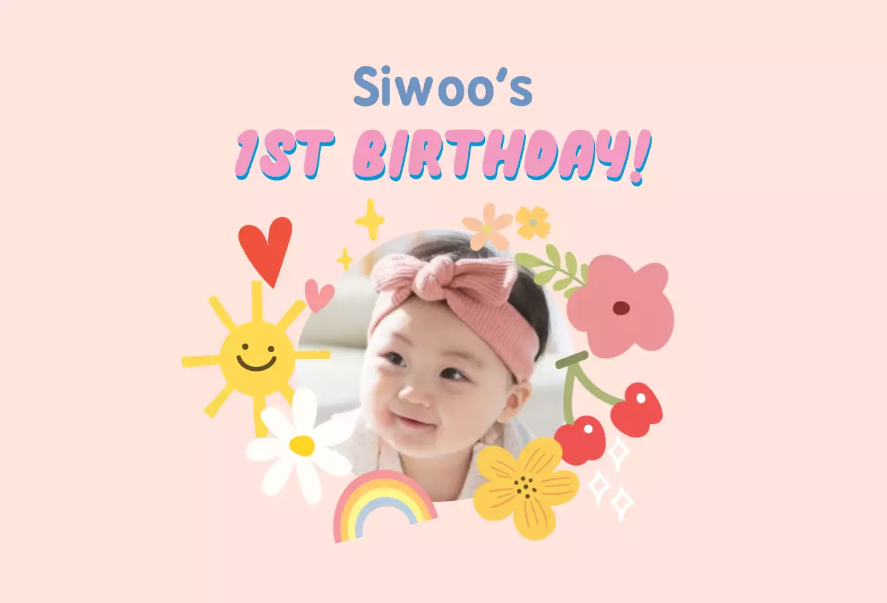 Roze verjaardagskaart