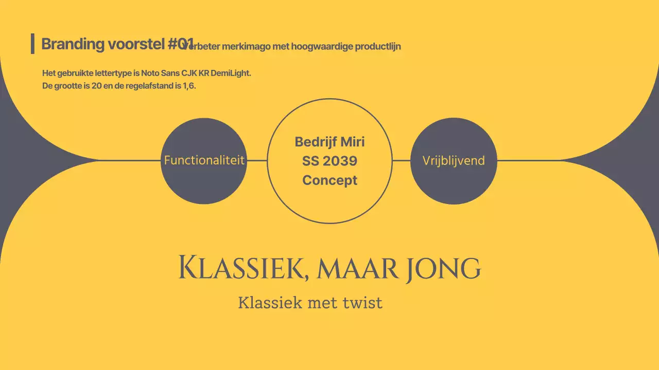 On-trend stage branding voorstel in grijs en geel