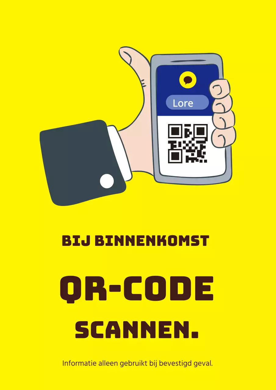 Eenvoudige gele QR-code scannende promotieposter