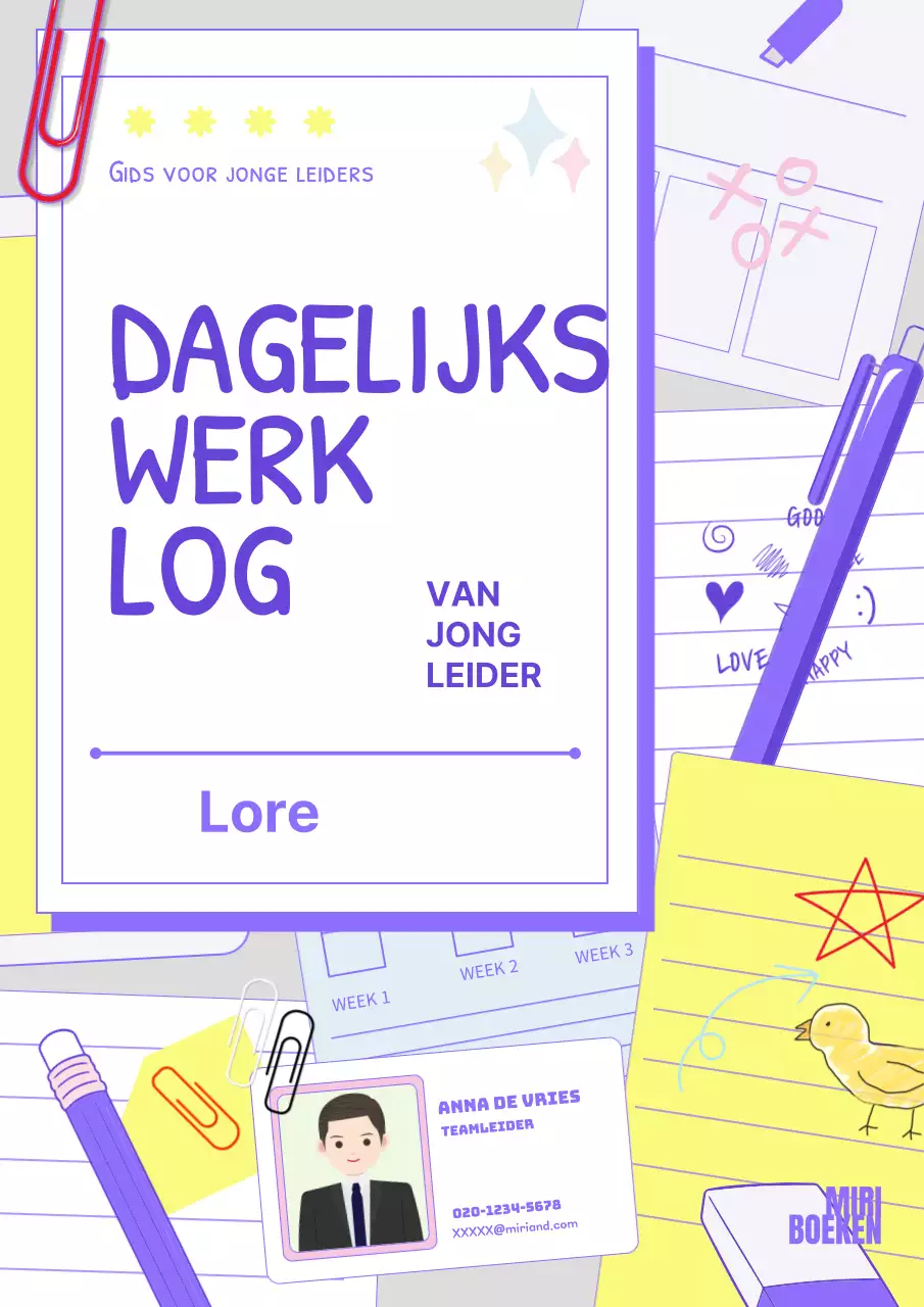 Paars Geel Jong Kitscherig Notitieboek Zelfverbeteringsdagboek