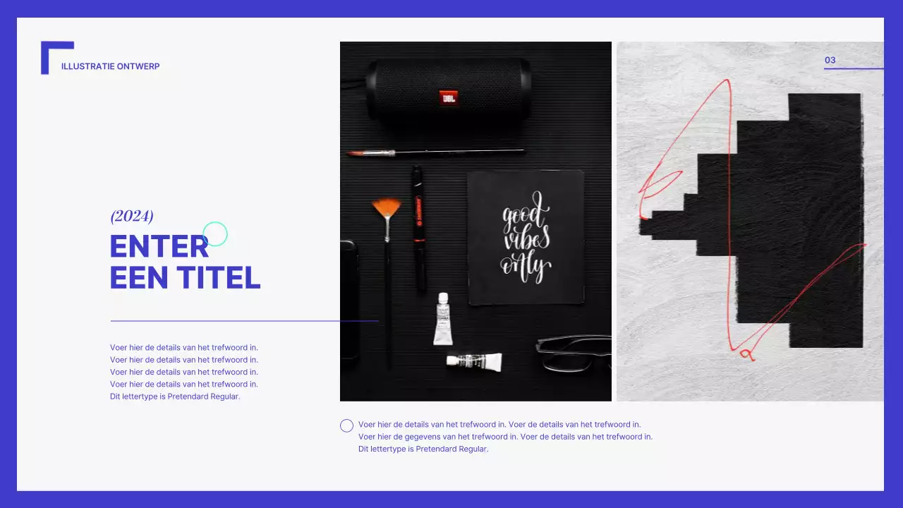 Een eenvoudige portfolio in blauw en wit