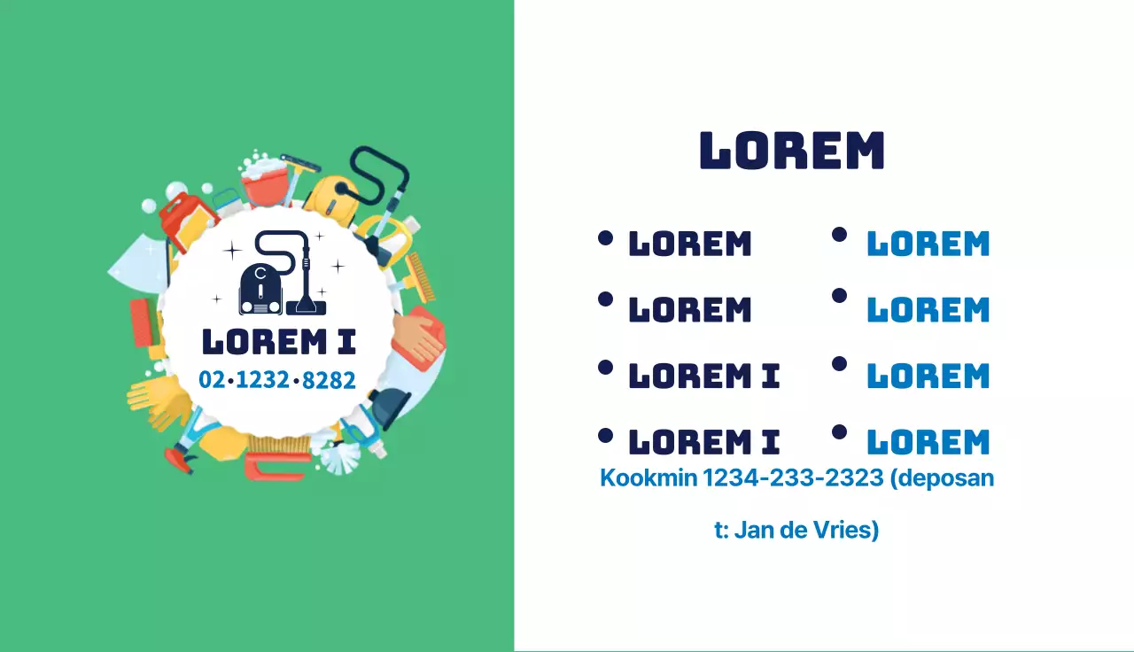 Groene illustratie schattige schoonmaakservice schoonmaakbevordering