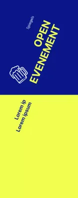 Een tekstgestuurd Hope Open-evenement met een sterk geelblauw contrast