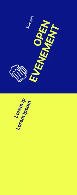 Een tekstgestuurd Hope Open-evenement met een sterk geelblauw contrast
