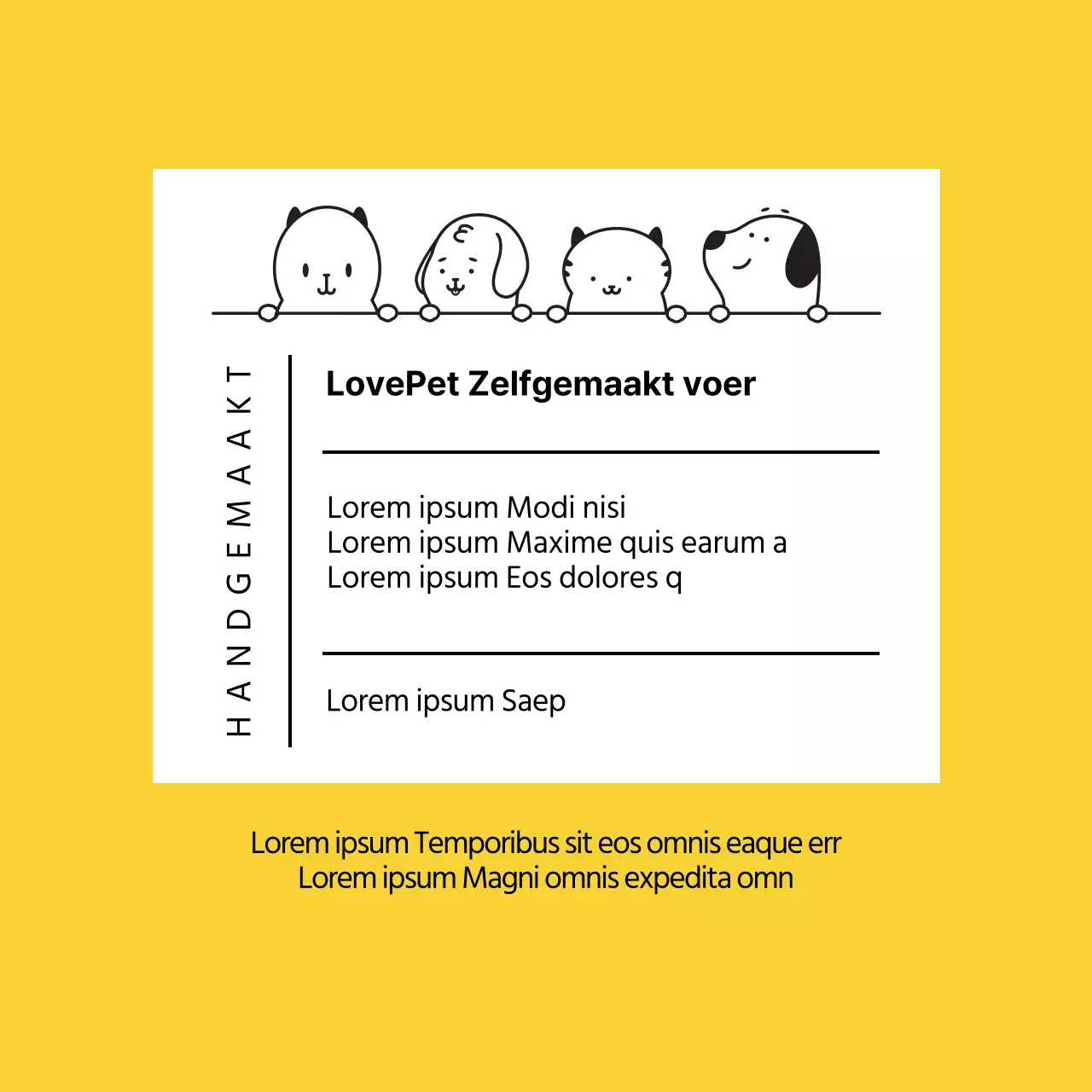 Gele tekstlabels huisdiervoer
