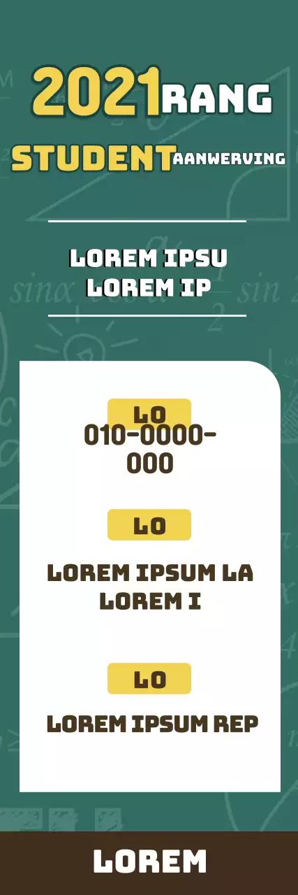 Schoolbord met groene letters Werving van studenten voor de school.