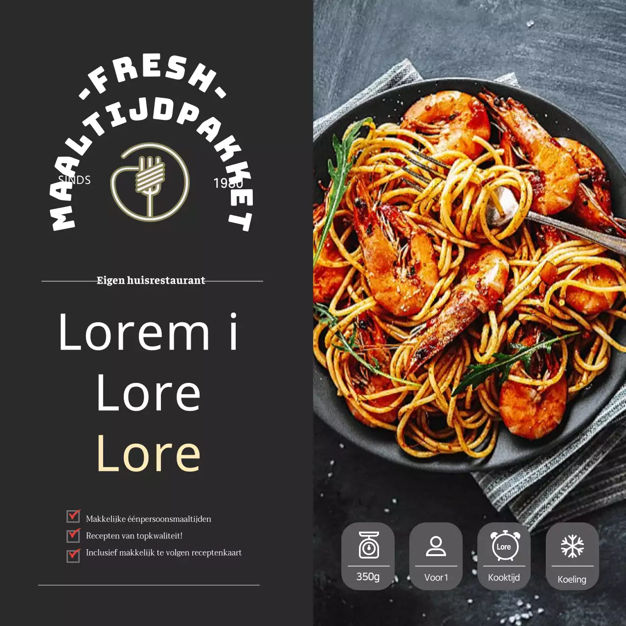 Zwarte Luxe Restaurant Maaltijd Kit Stickers