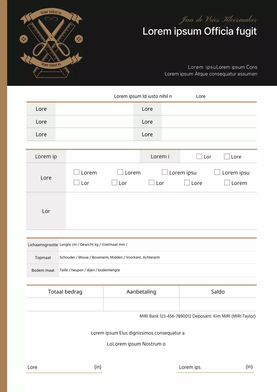 Formeel zwart en bruin jurkcontract