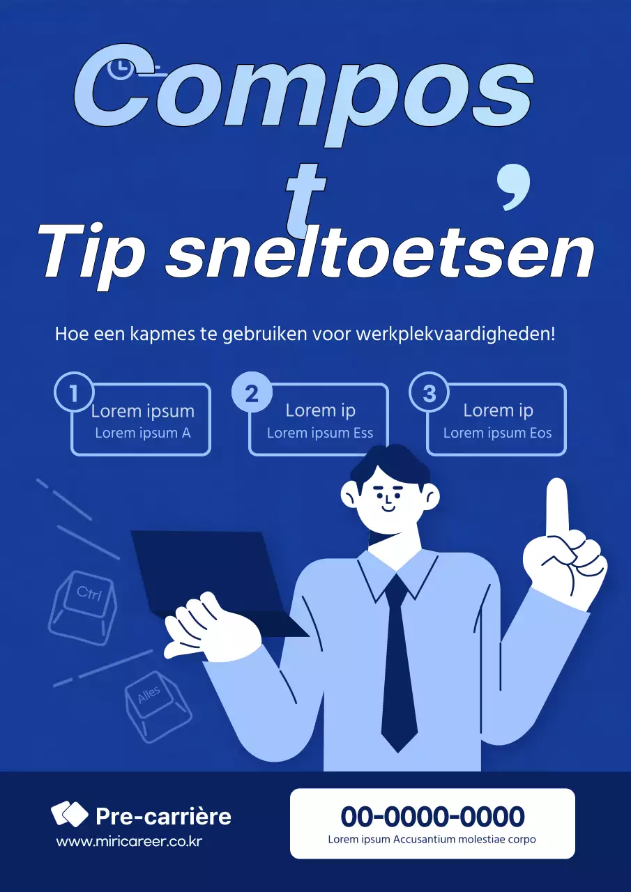 Eenvoudige illustratie in marine kleuren Werkplek praktische vaardigheden cursus promotionele webposter