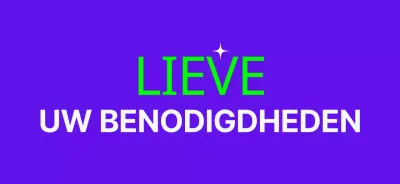 Merchandise met glitterende illustraties en tekst in paars en mint.