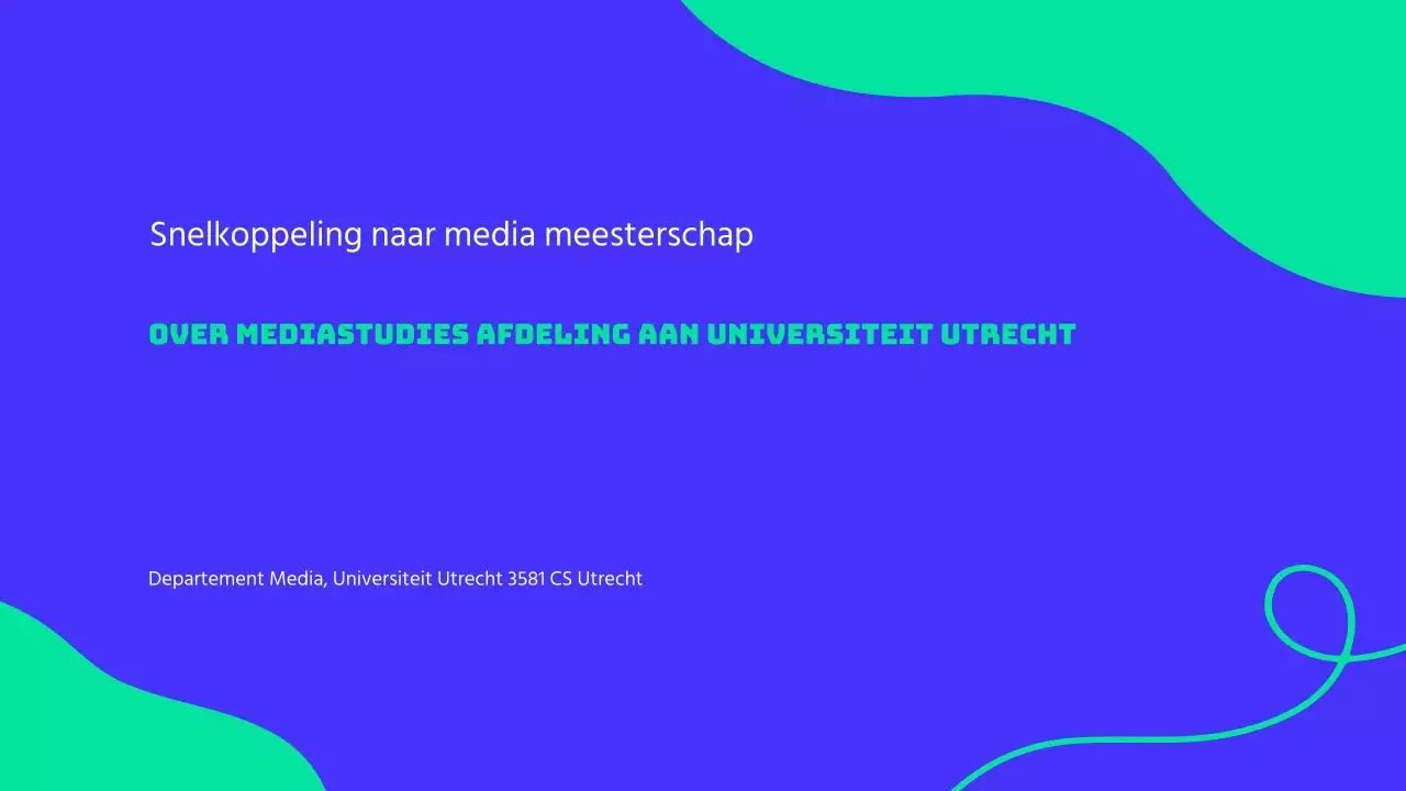 Een moderne blauw-witte presentatie van de afdeling public relations van een universiteit