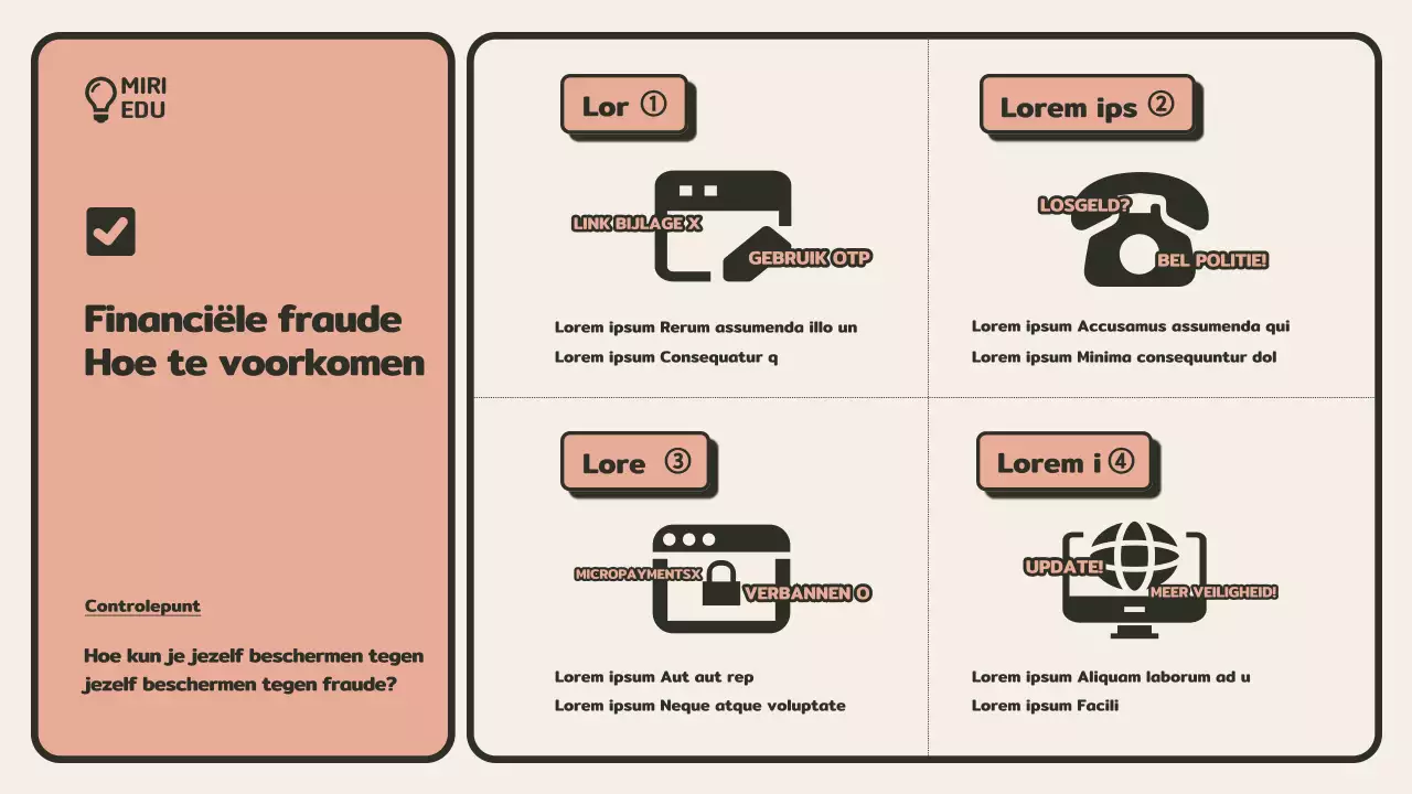  Minimalistische beige en oranje trainingsgids voor fraudepreventie