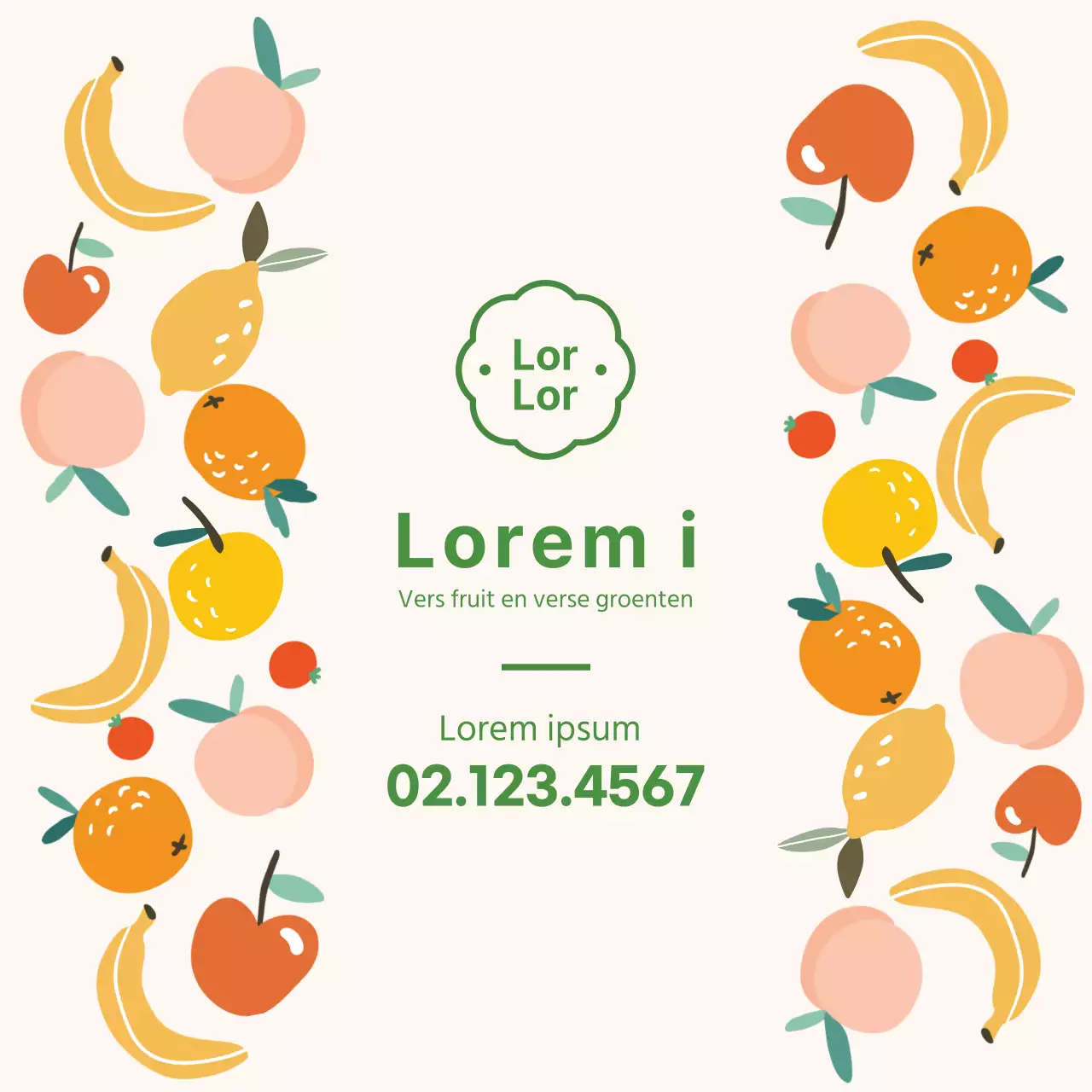 Groene illustratie schattig fruit groenteboer