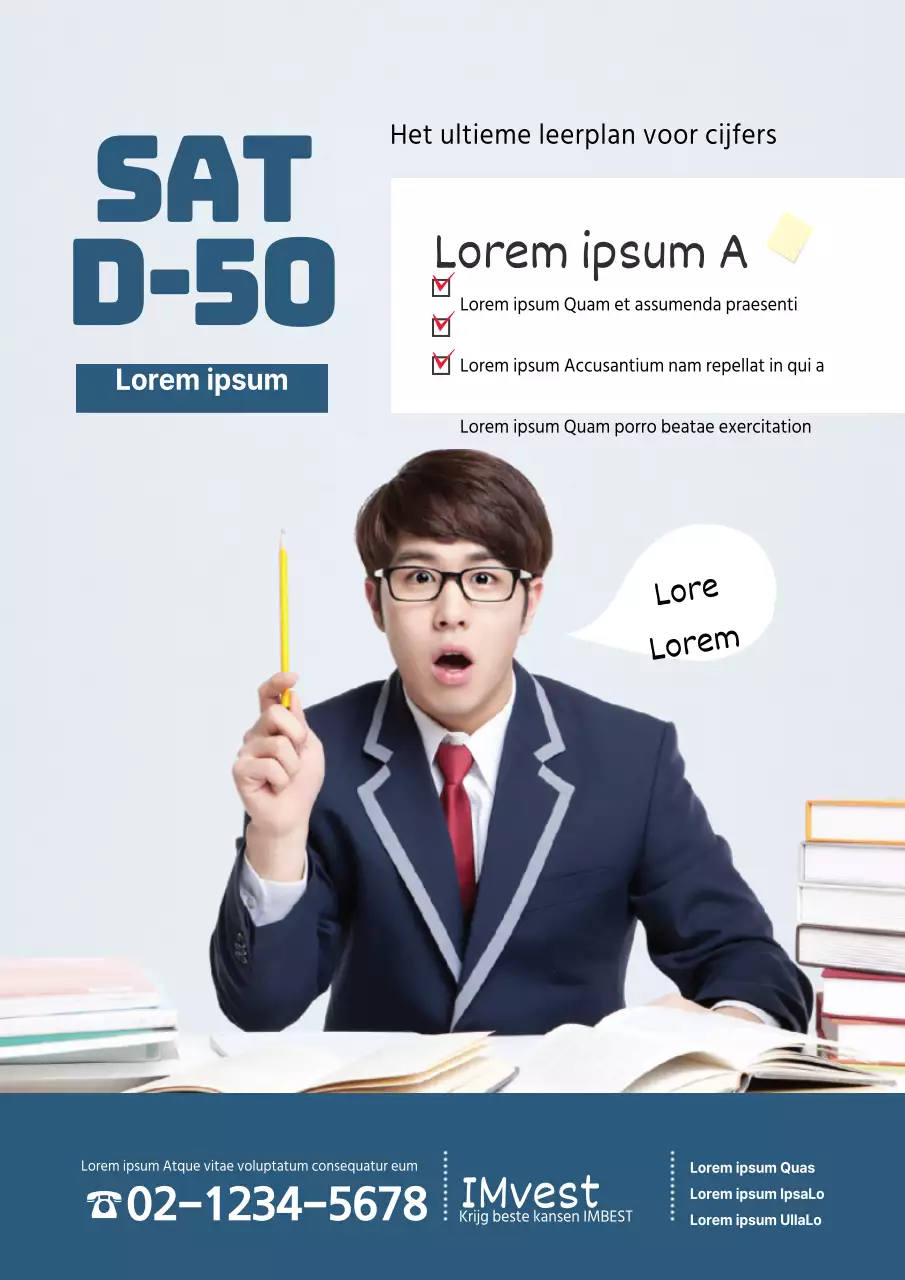 Promoot speciale lezingen met schattige blauwe studentenillustraties