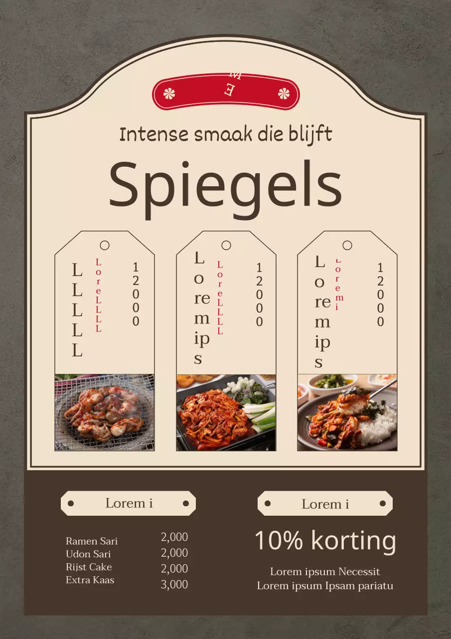 Een keurig bruin tonkatsu restaurantmenu.