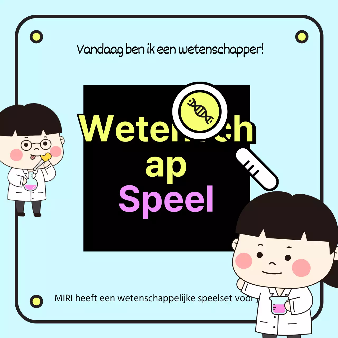 Licht blauwe achtergrond wetenschap spelen leuke wetenschapper illustratie banner