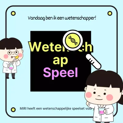 Licht blauwe achtergrond wetenschap spelen leuke wetenschapper illustratie banner