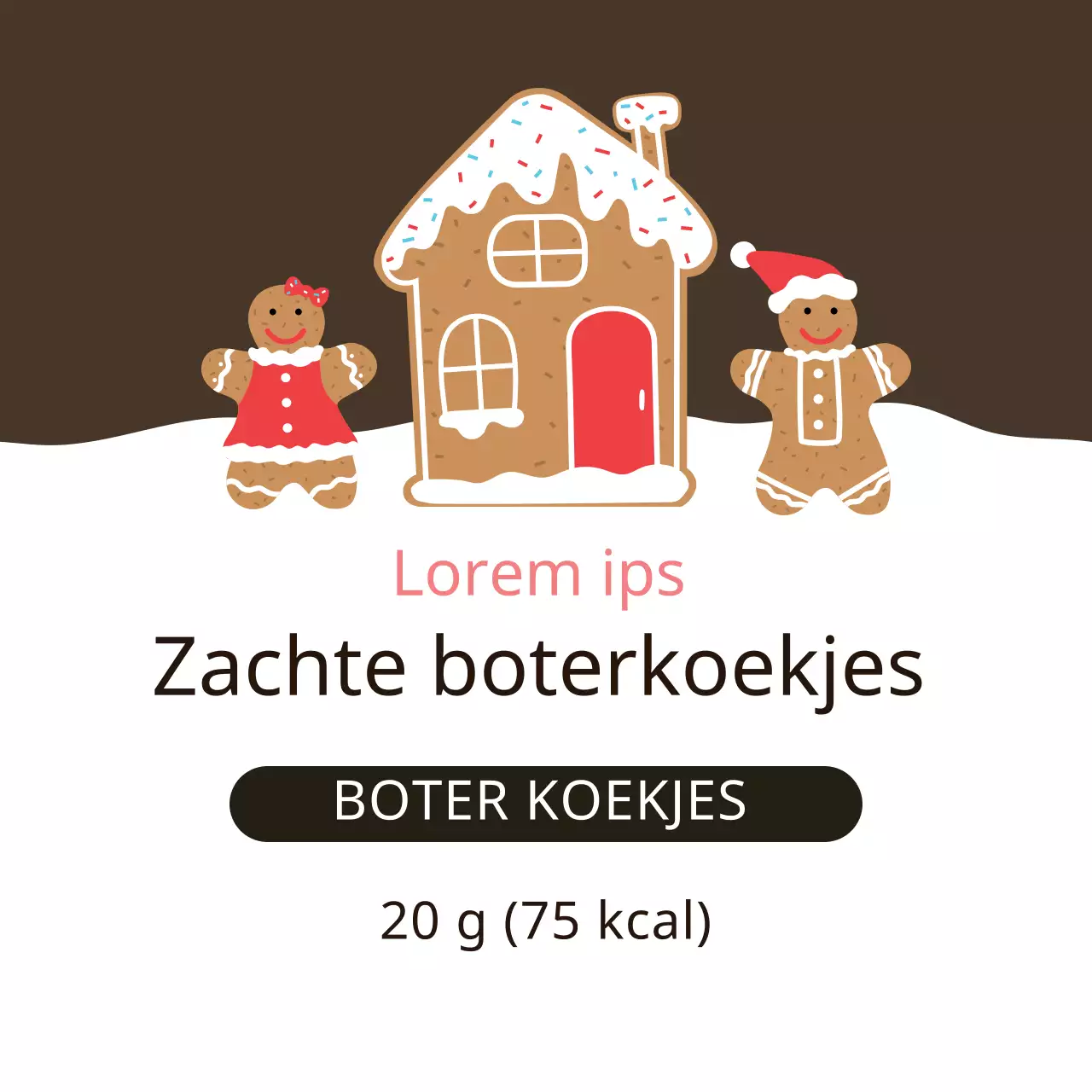 Bruin Rood Geïllustreerde Kerst Koekjeslabels