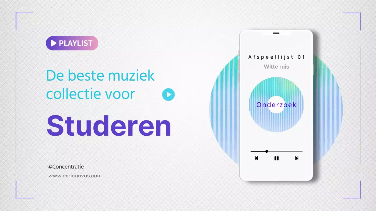 Muziek afspeellijst met een paars en lichtblauw wit thema