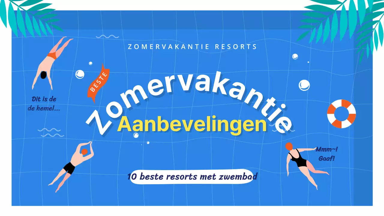 YouTube thumbnail van een zomers uitje met een zwembad illustratie concept