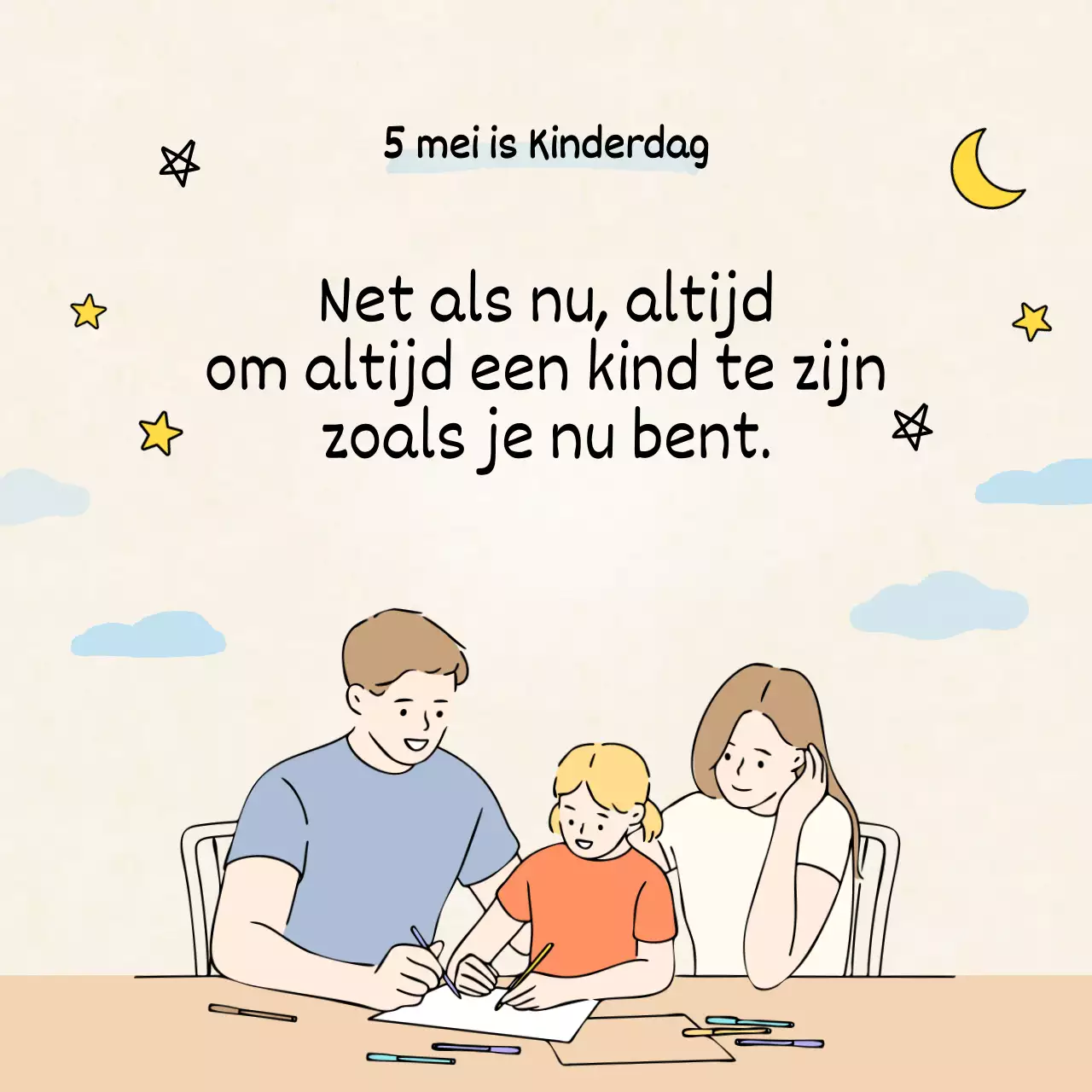 Woorden voor Happy Children's Day op een beige achtergrond