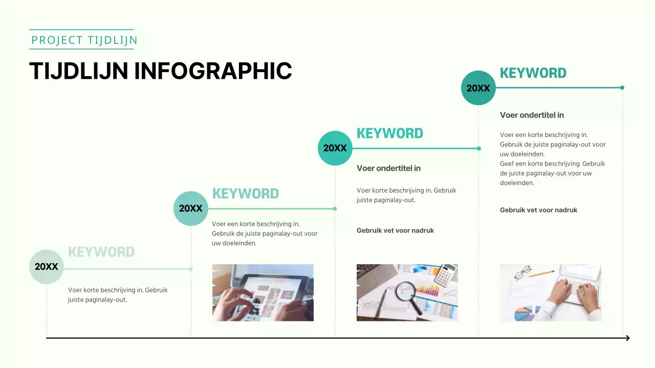 De infographic van Greentone's projecttijdlijn