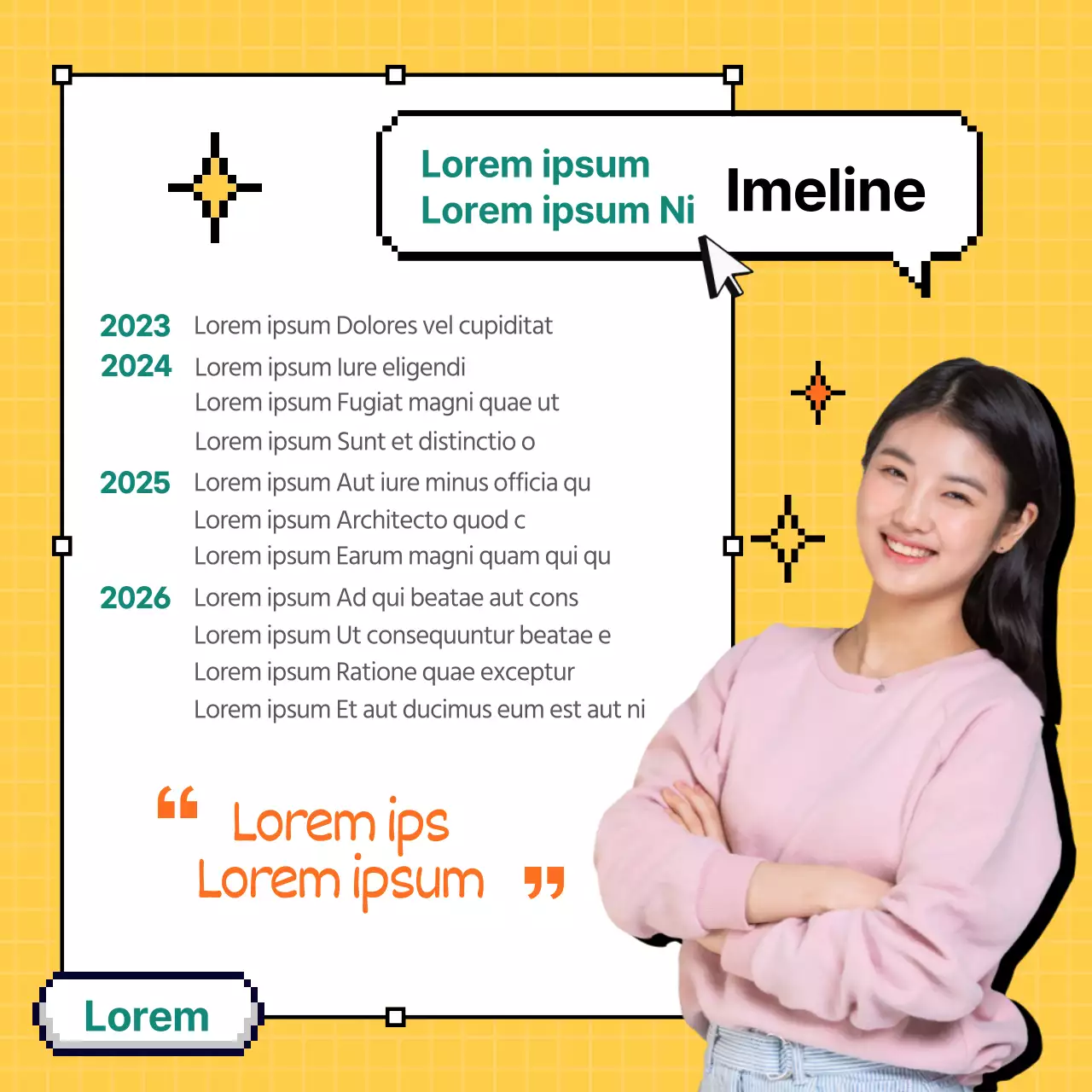 Pixelontwerp met gele achtergrond CardNews