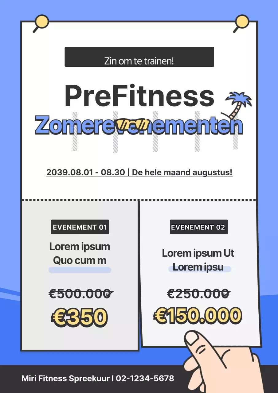 Promoot de zomeruitverkoop van je sportschool met een blauwe flyer