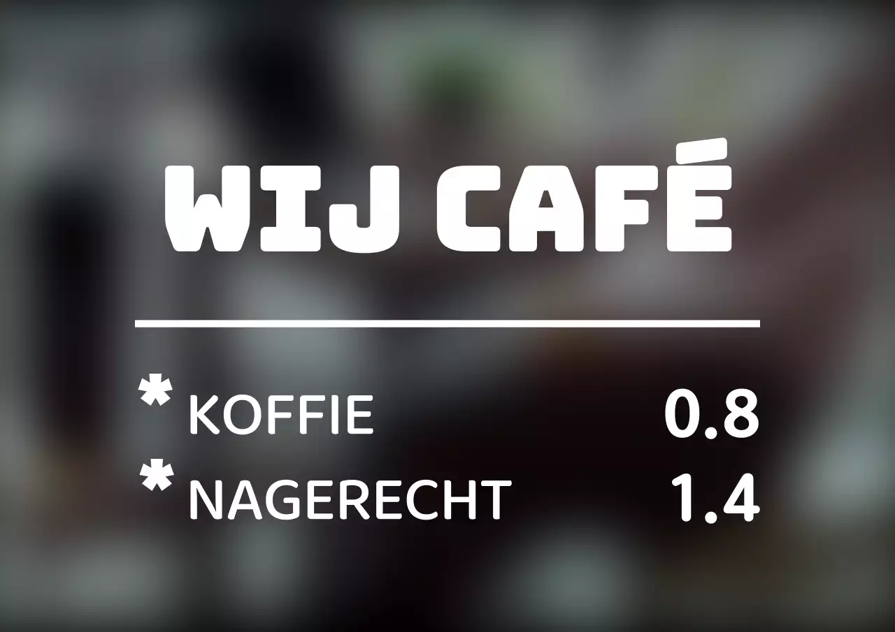 Een eenvoudig café menubord met een strakke stijl