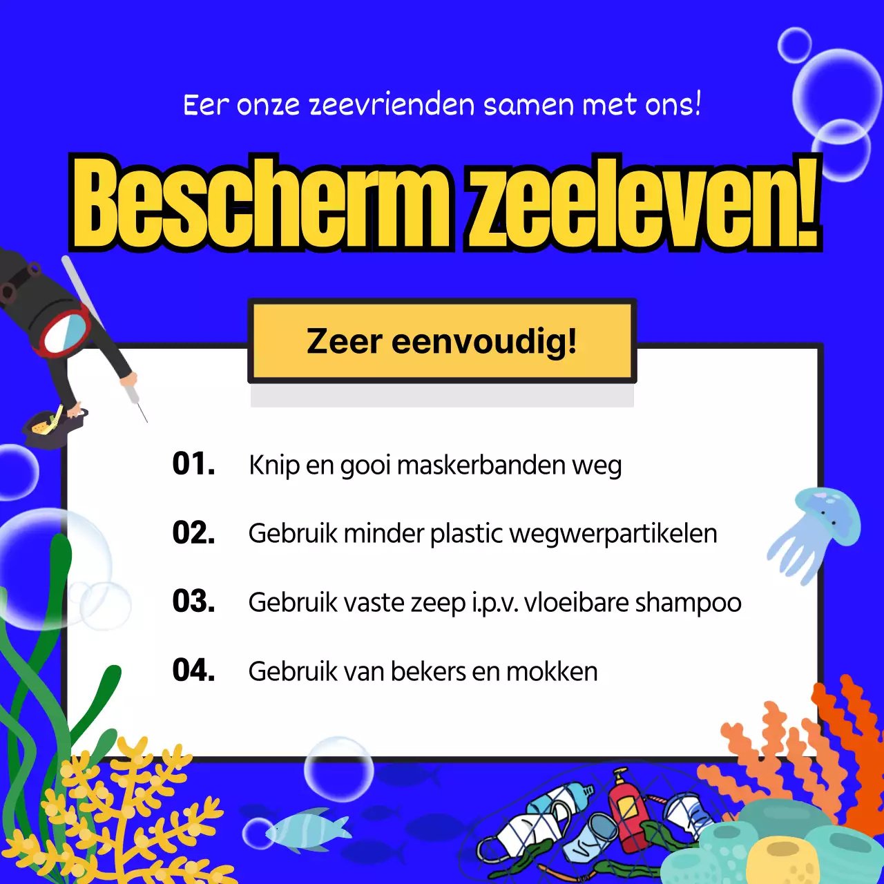 De Blauw-Gele campagne om het leven in zee te beschermen