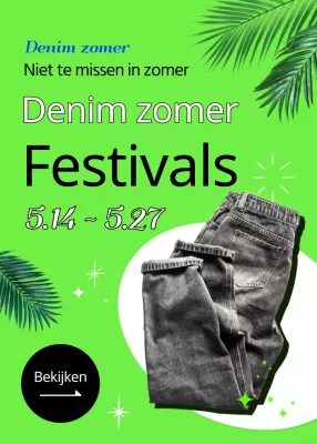 Summer Denim Festival pop-up evenement in fluorescerend groen