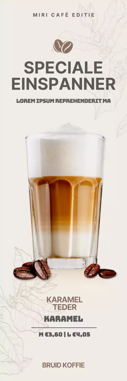 Bruin café koffie einschaffener menu banner