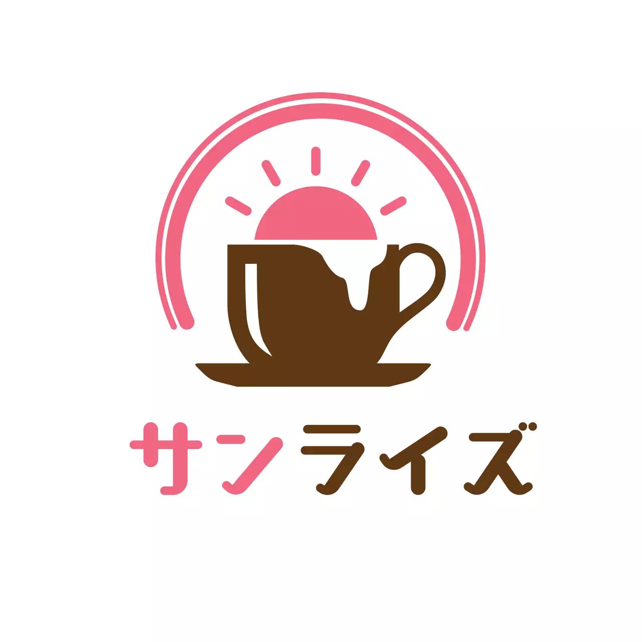 ピンク シンプル コーヒー ロゴ