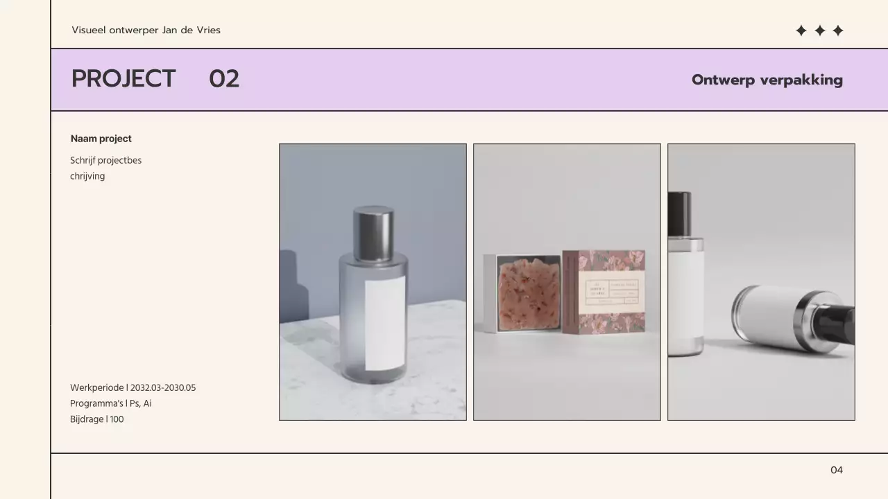 Een eenvoudige portfolio in beige en mauve voor de zoektocht naar een baan