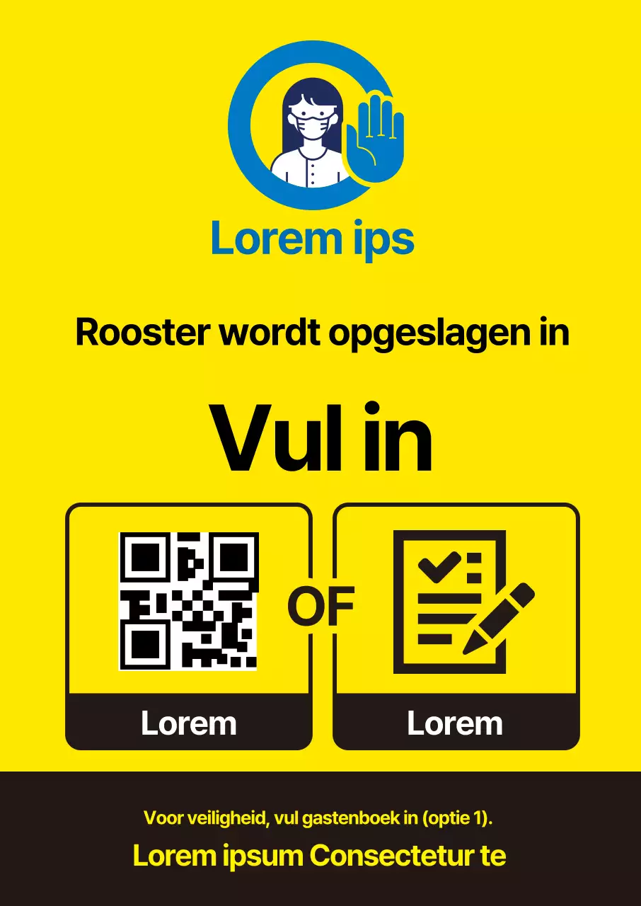 Keurig blauw geïllustreerde coronavirus sign-in labels