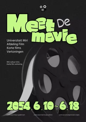 Een universitair filmfestival promoten met zwarte en groene accenten