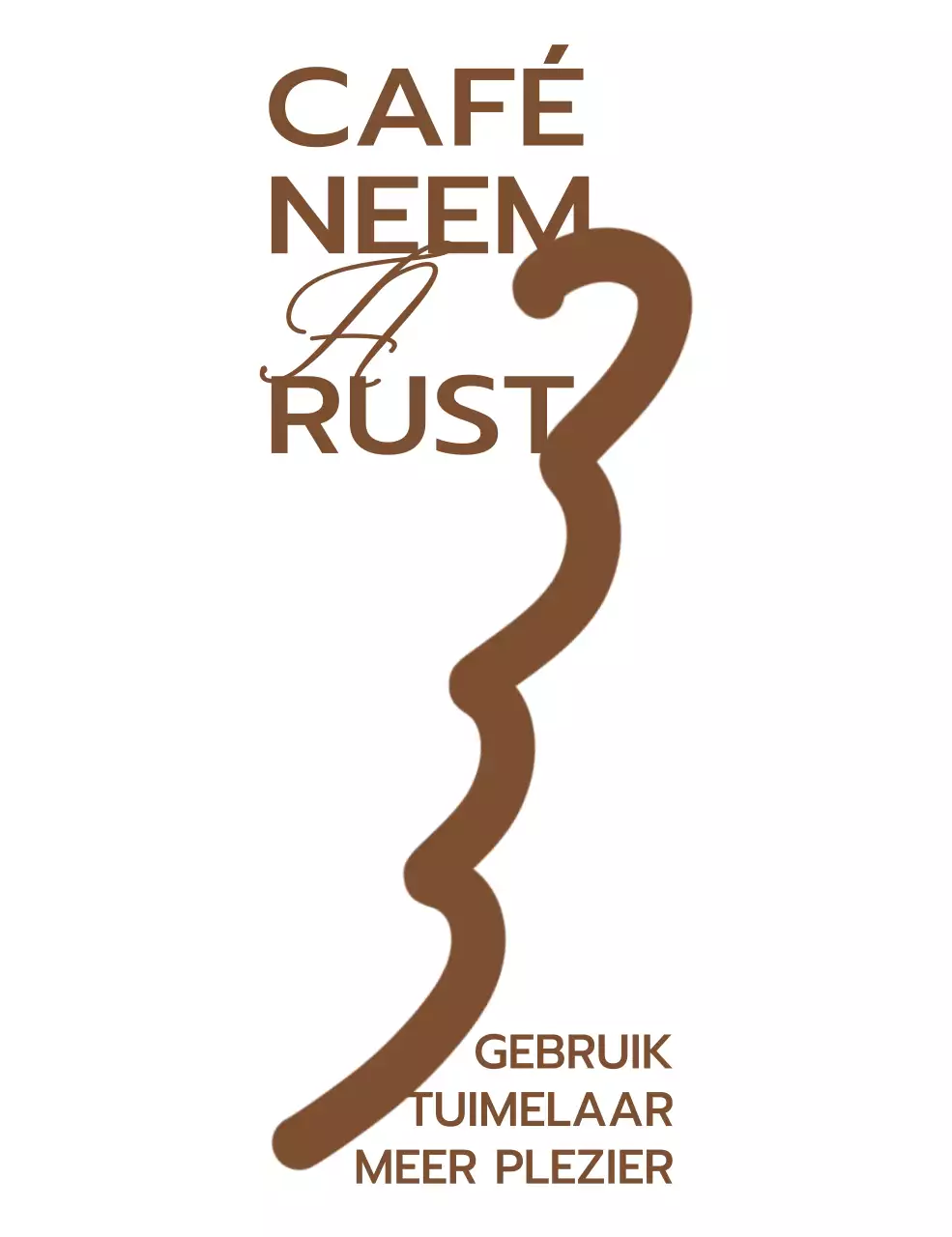 Cafe merchandise en promotieartikelen met het cafe logo en de bedrijfsnaam in het bruin.