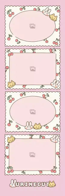 Fotolijst met vier hoeken en schattige illustraties in roze