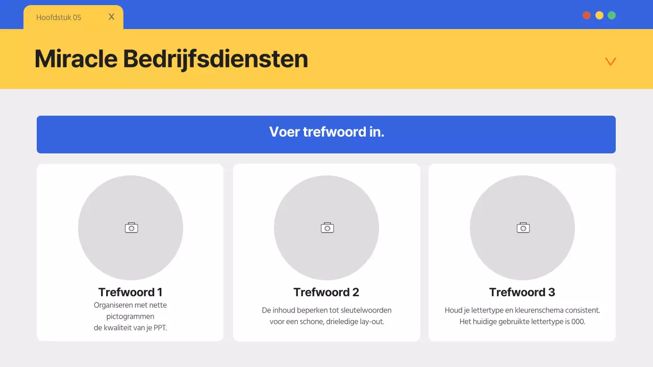 Een eenvoudig blauw en geel bedrijfsbriefhoofd