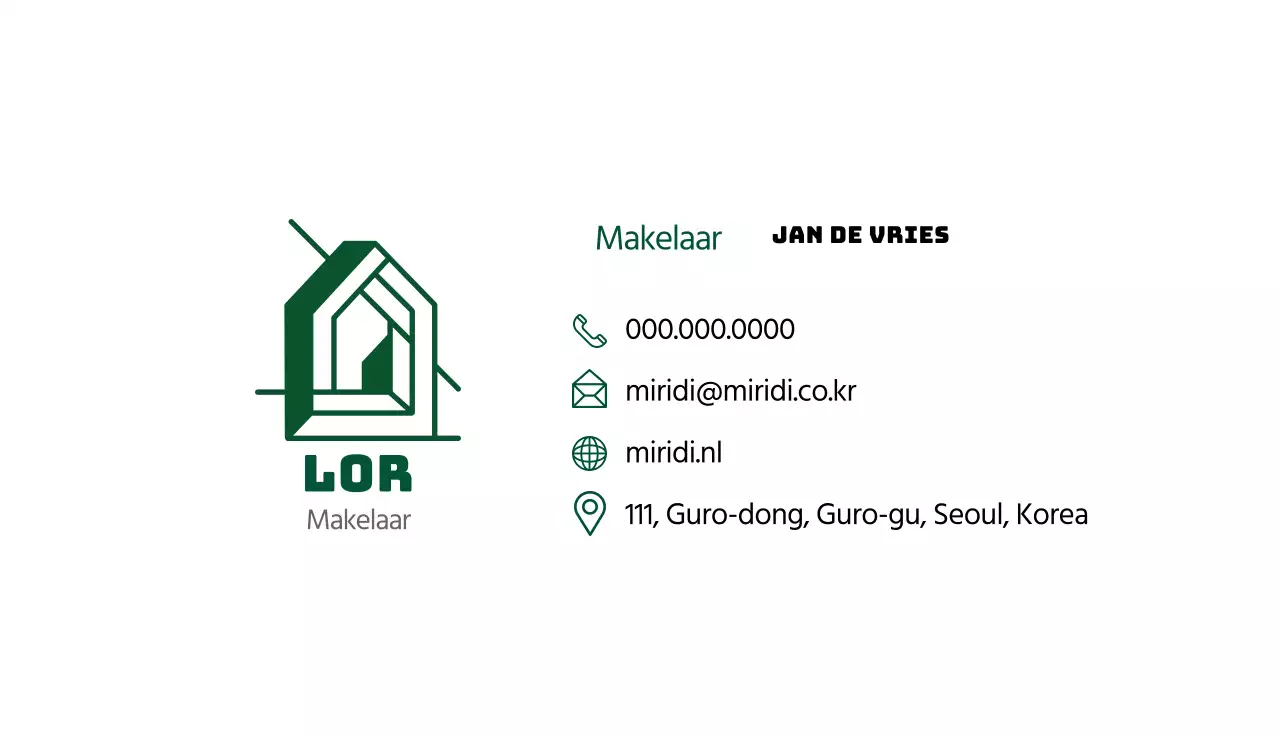 Groen wit logo makelaar visitekaartje