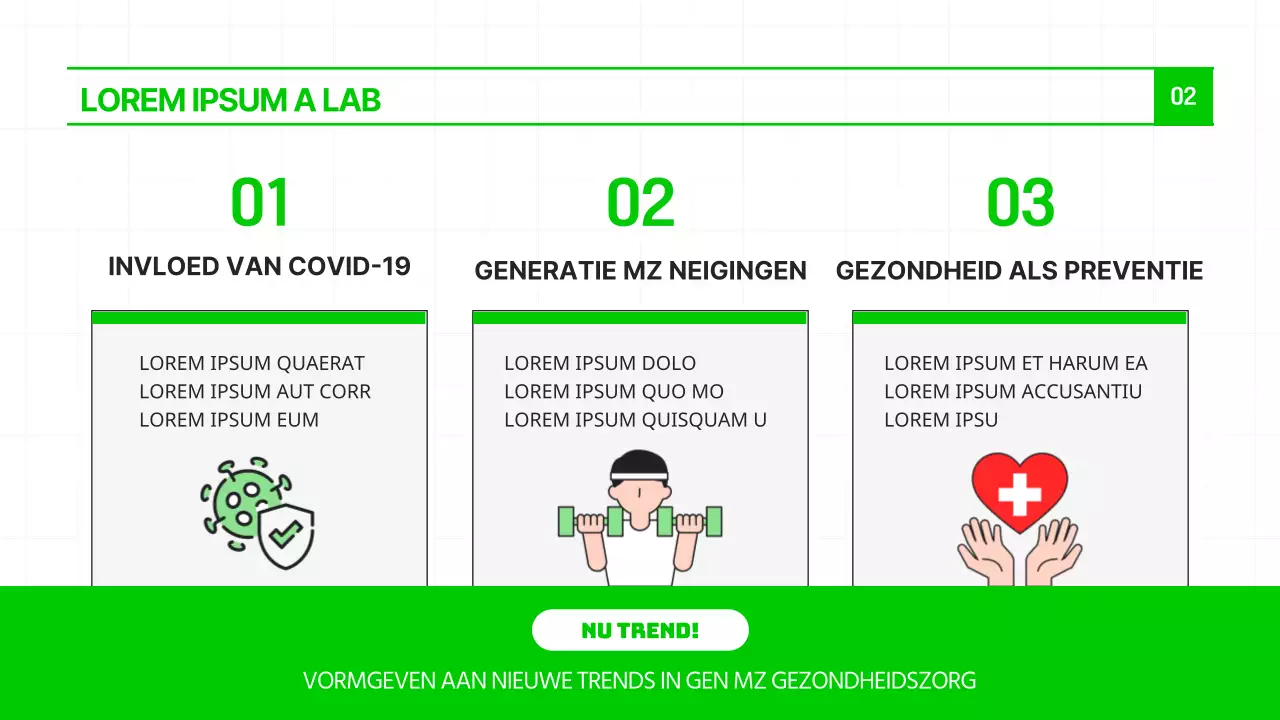 Een moderne sjabloon die de nieuwste trend van 'gezond genieten' en gezond eten in chartreuse en groen laat zien.